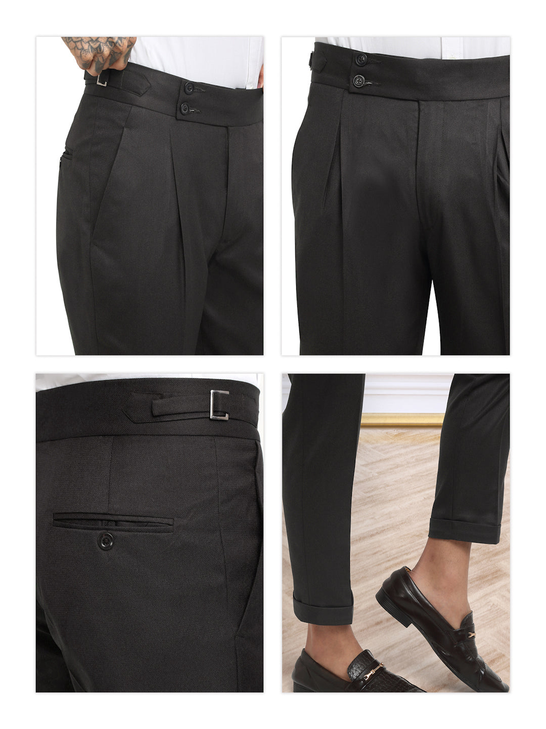 Black double plated Gurkha-pants